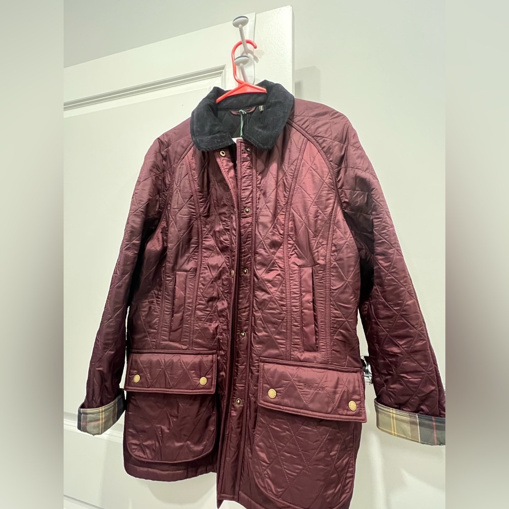 NWT Barbour Quilted Maroon Utility Jacket